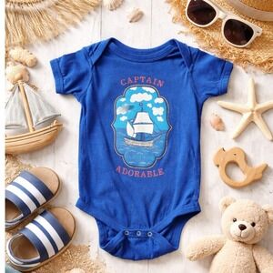 Captain Adorable/Infant Nautical Blue Onesie/Sailboat Graphic/Size 18M